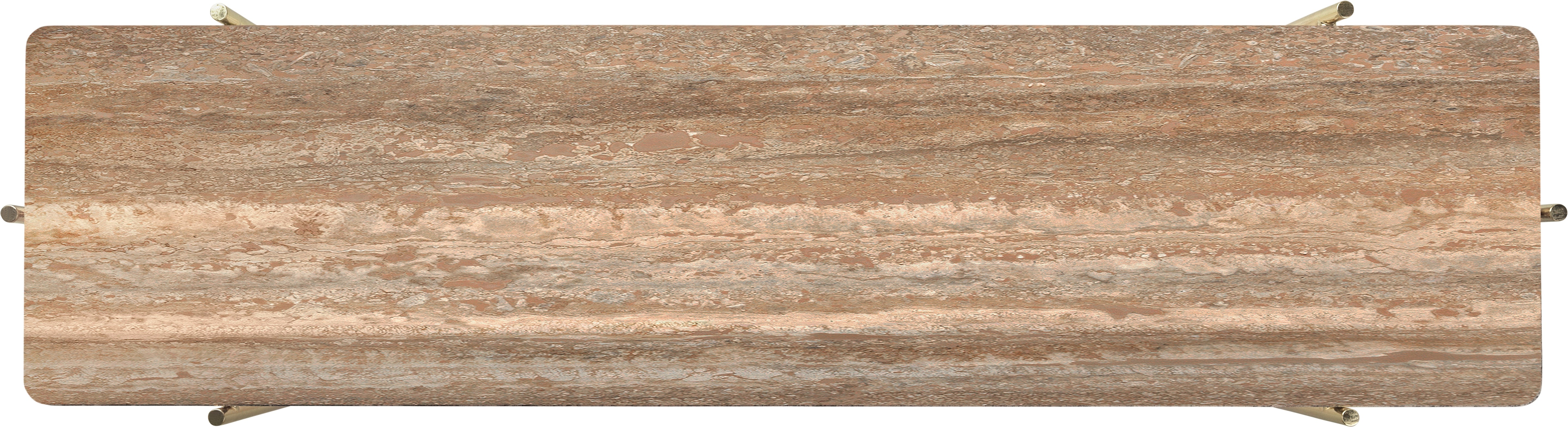 TS travertine console with a golden base