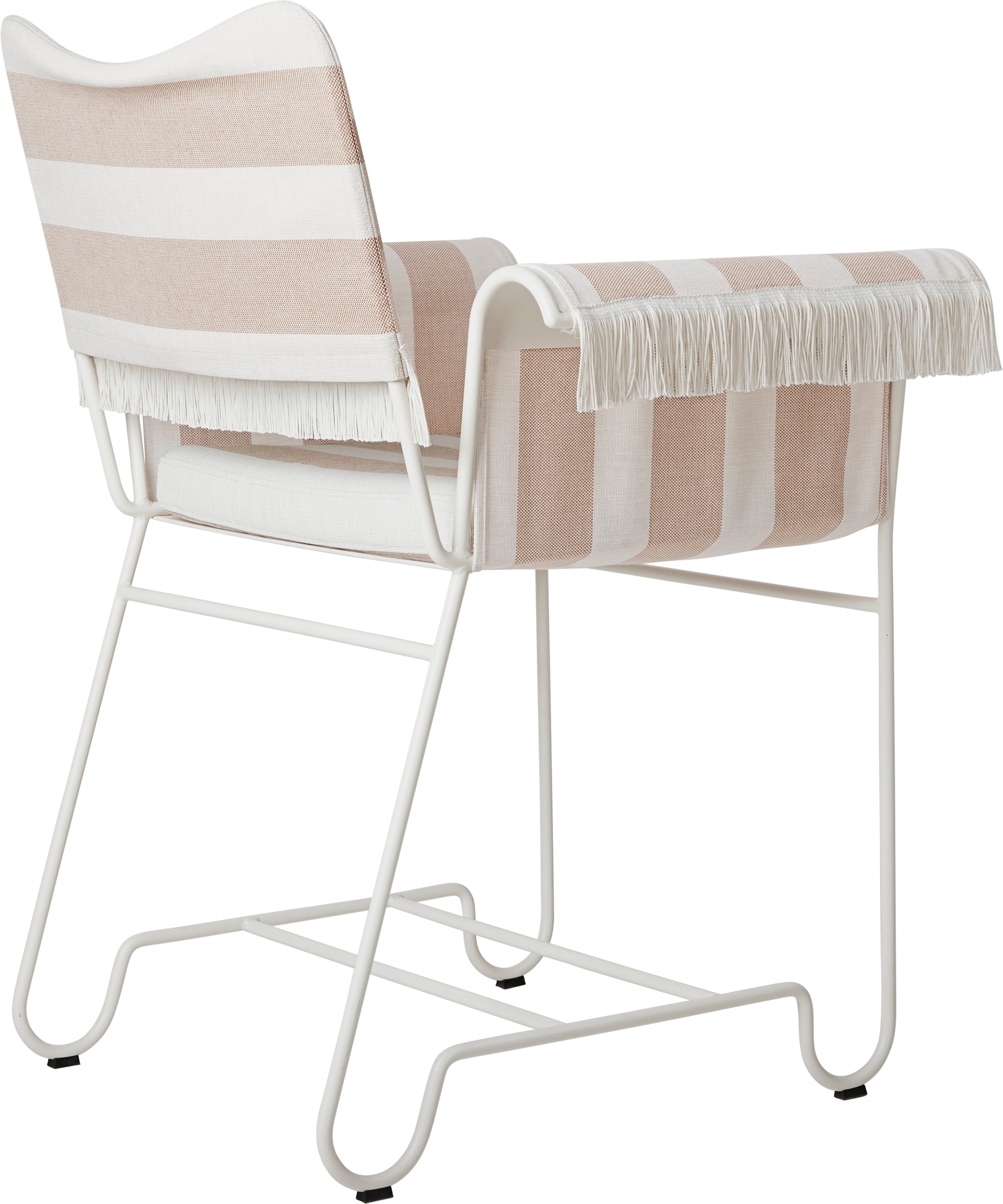 TROPIQUE garden chair in beige and white with a white steel base