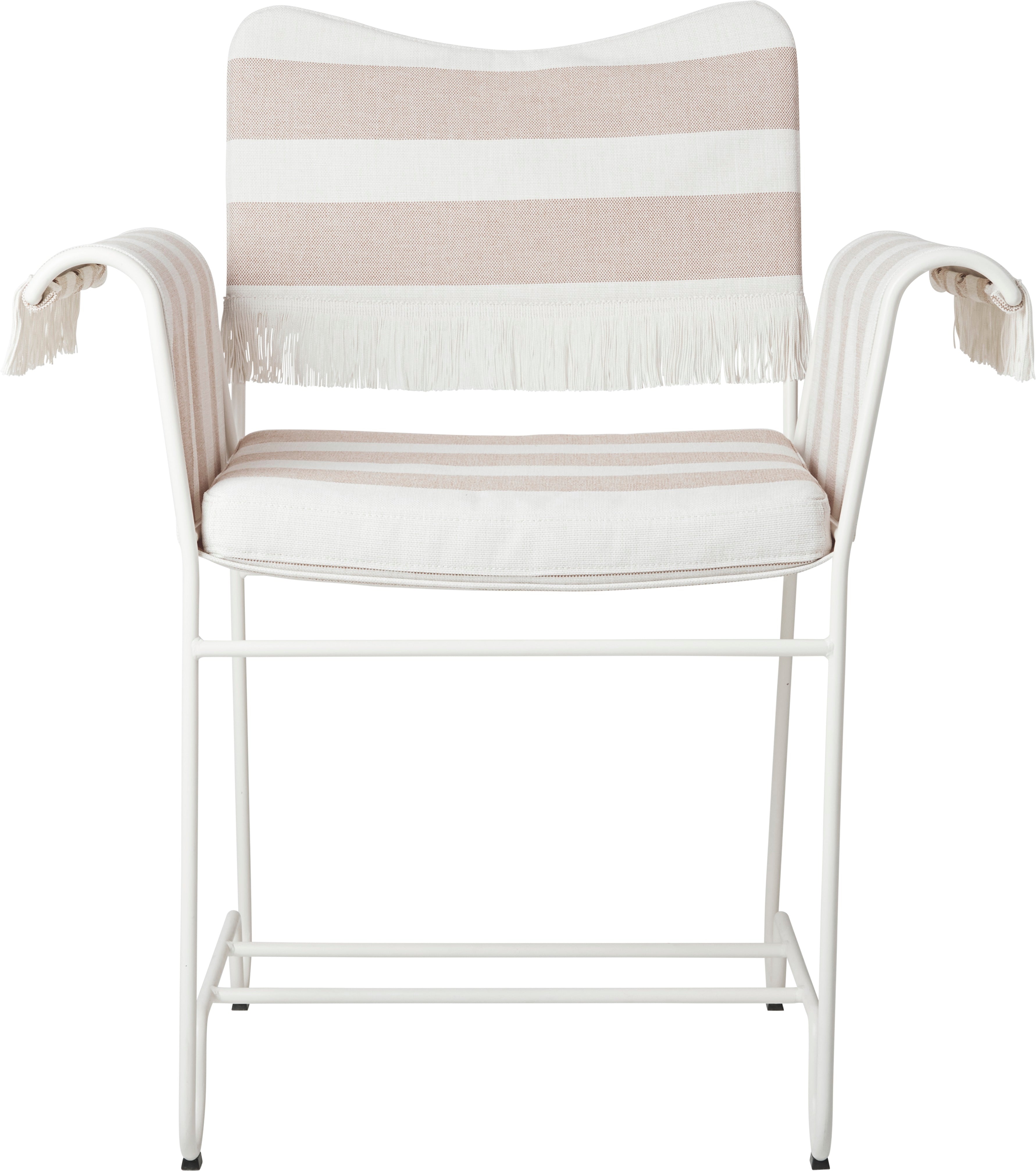 TROPIQUE garden chair in beige and white with a white steel base