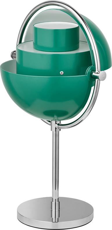 Tragbare Lampe MULTI-LITE flaschengrün mit verchromtem Sockel