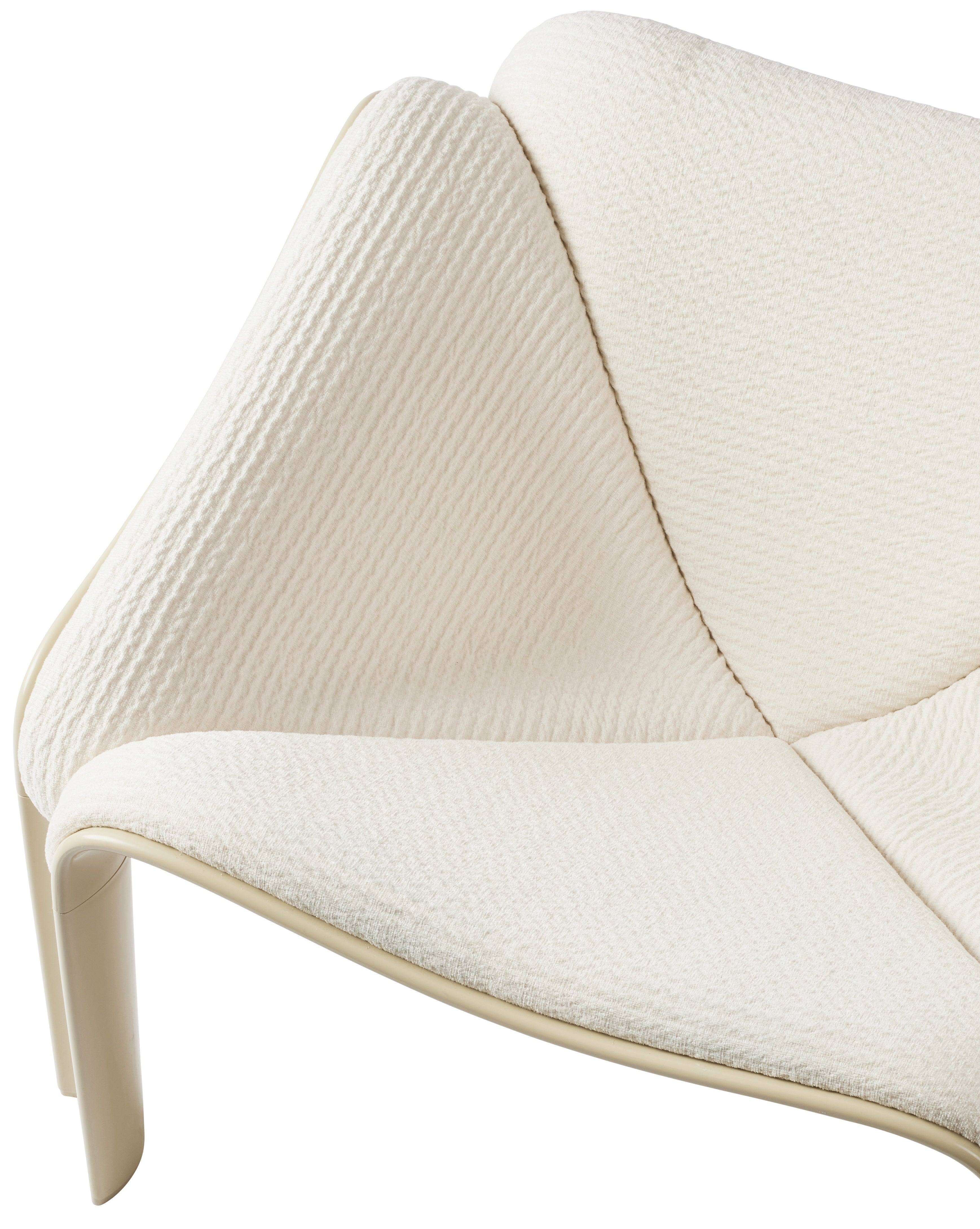 Sessel F300 in Weiß mit cremefarbenem Gestell