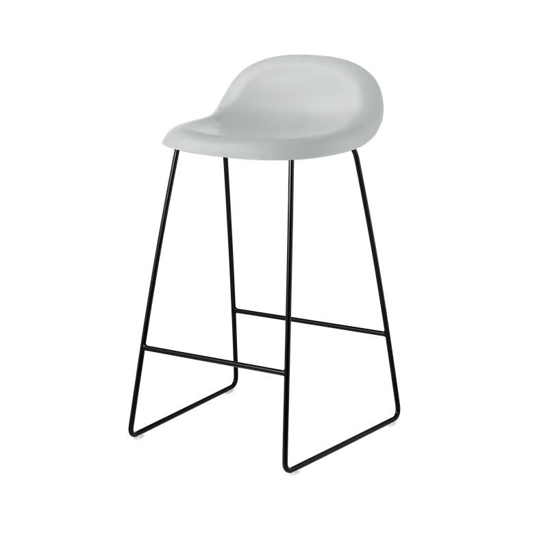 GUBI 3D stool with gray seat and black base