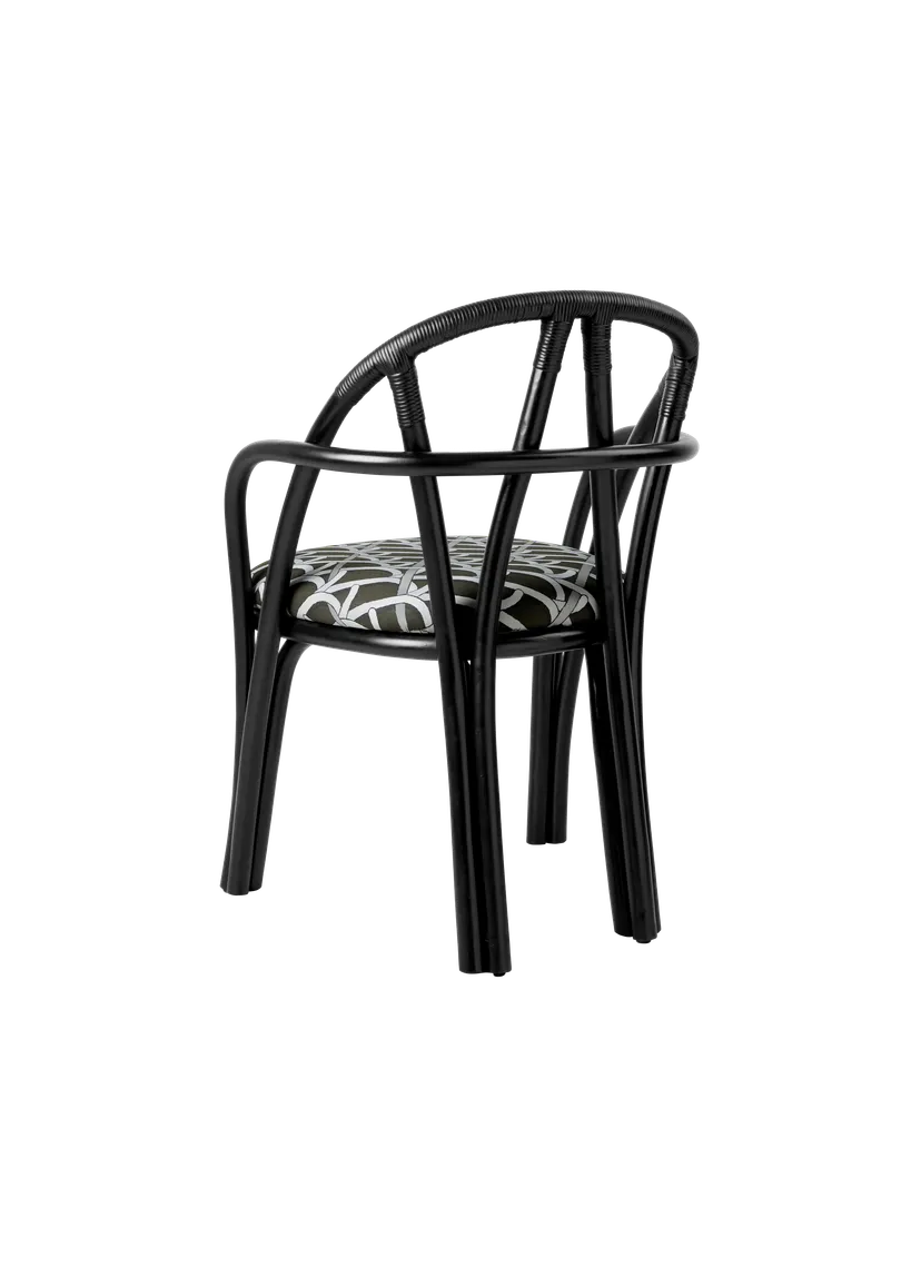 Upholstered BISTRA Chair with Rattan Ebony Base