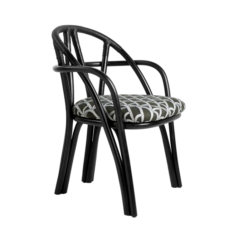 Upholstered BISTRA Chair with Rattan Ebony Base