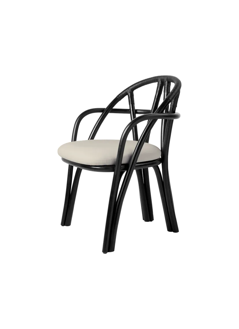 Upholstered BISTRA Chair with Rattan Ebony Base