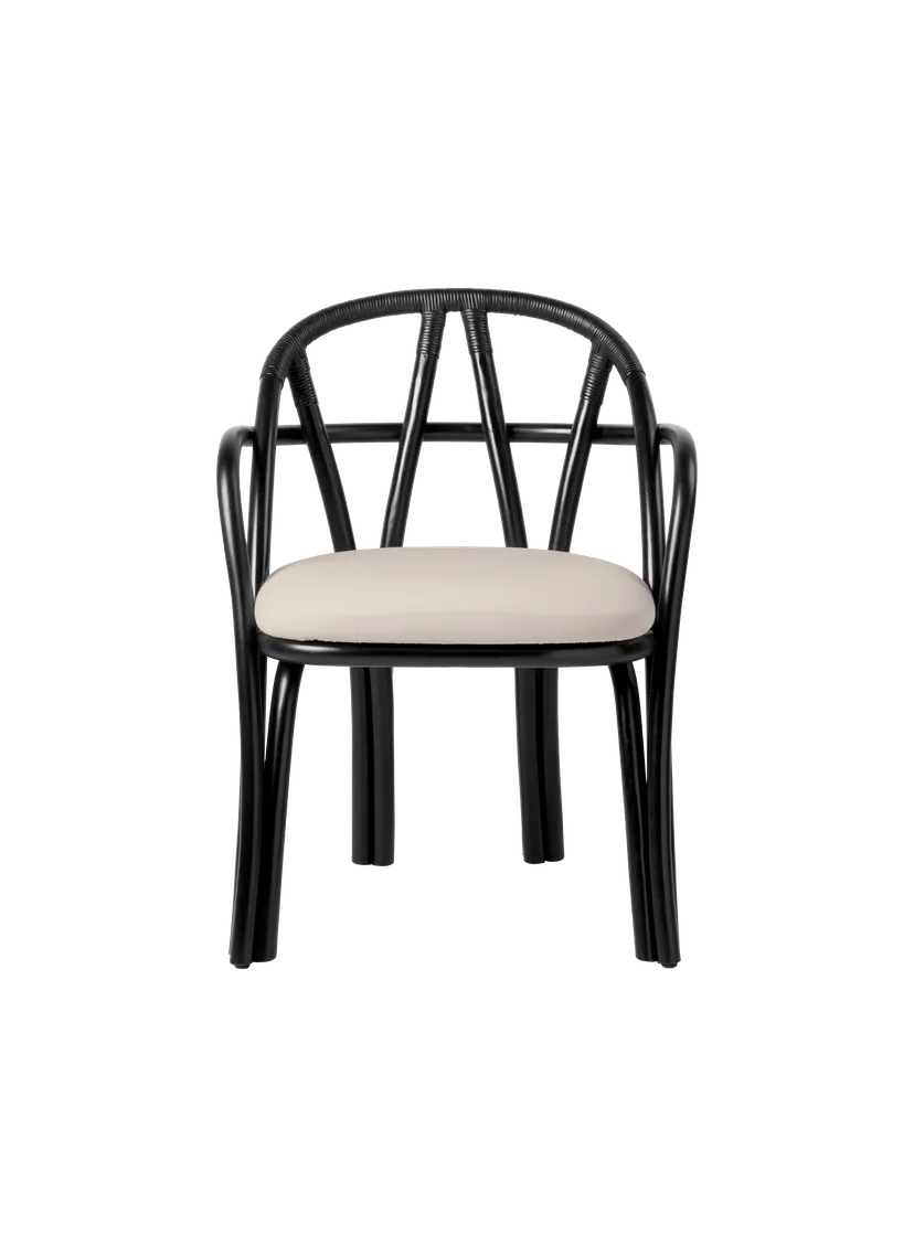 Upholstered BISTRA Chair with Rattan Ebony Base