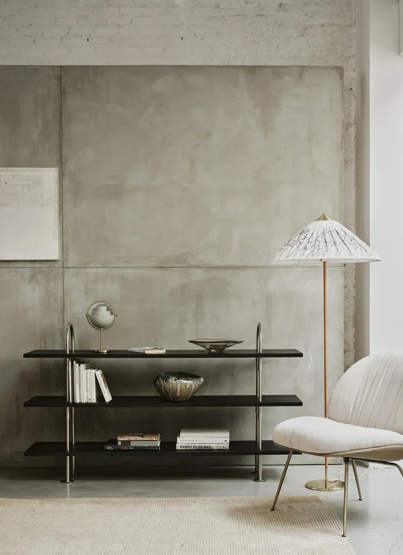 KEEN Shelf dark ash wood with satin steel frame