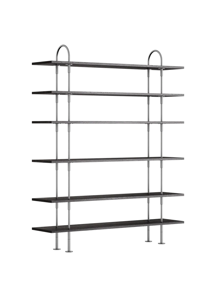 KEEN Shelf dark ash wood with satin steel frame