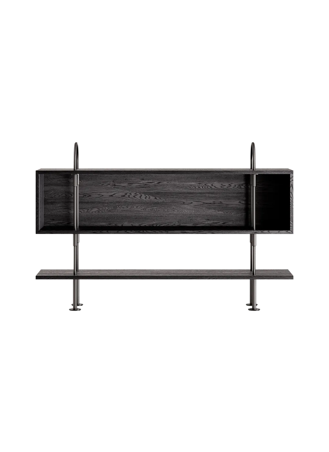 KEEN BOX Shelf dark ash wood with black brass frame