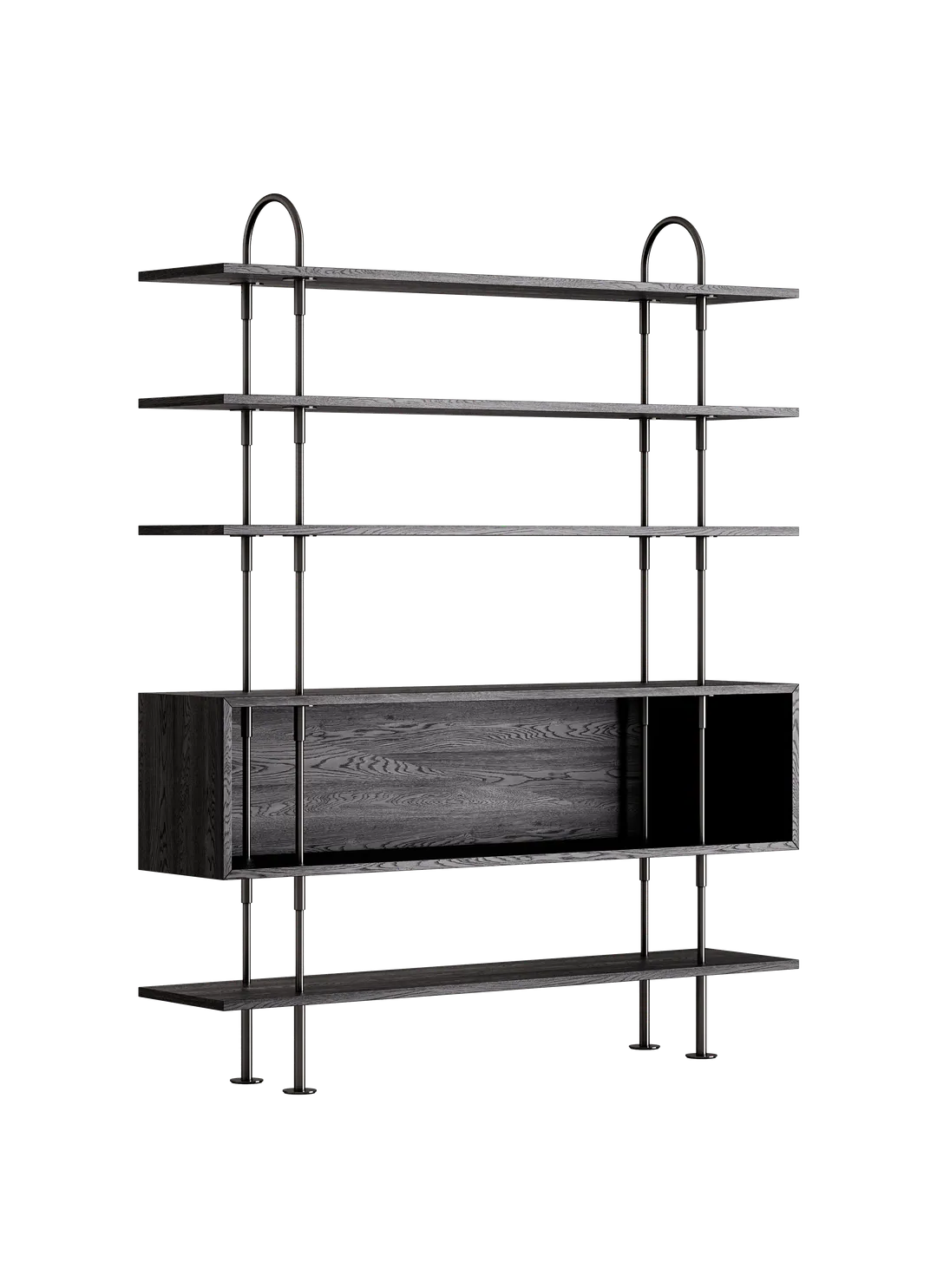 KEEN BOX Shelf dark ash wood with black brass frame