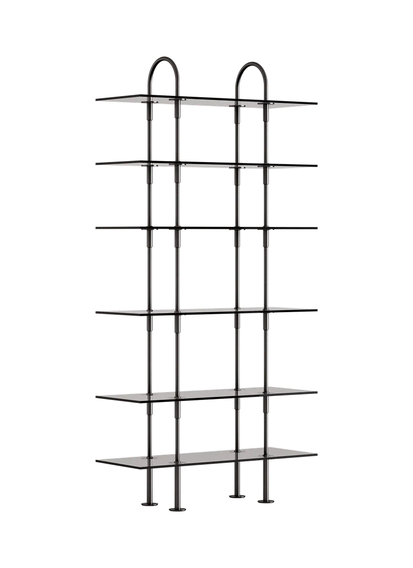 KEEN Shelf with Smoky Glass and Black Brass Frame