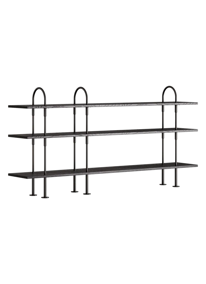 KEEN Shelf dark ash wood with black brass frame