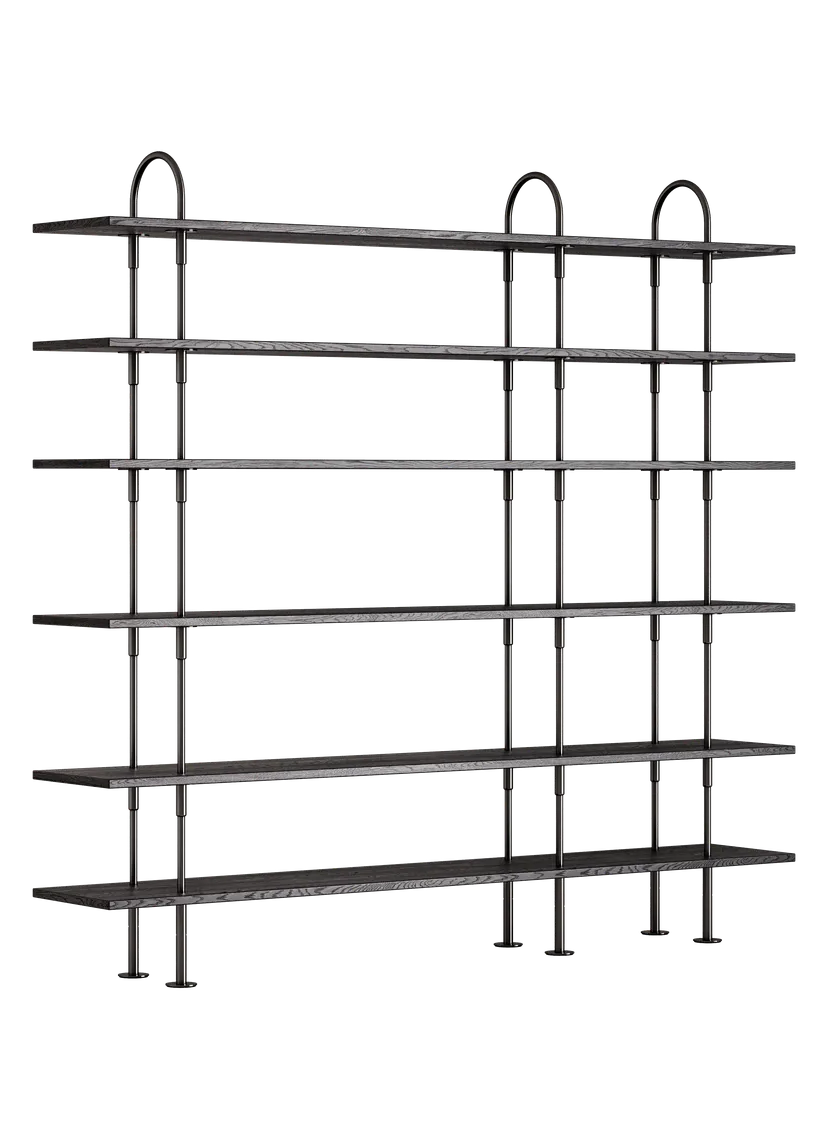 KEEN Shelf dark ash wood with black brass frame