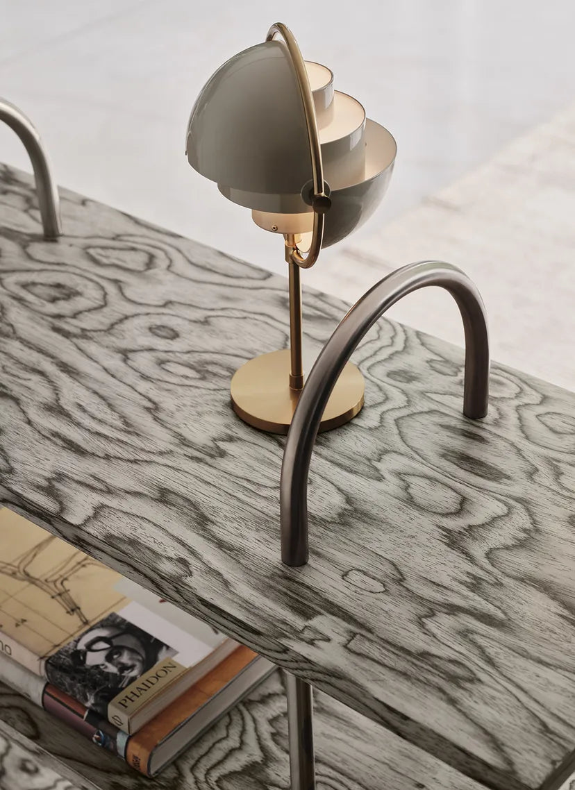 KEEN Shelf in Gray Wood with Black Brass Frame