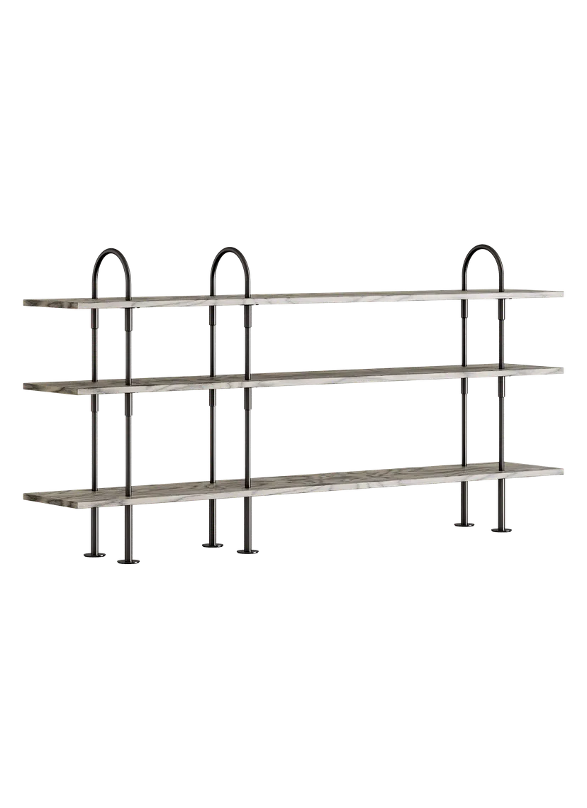 KEEN Shelf in Gray Wood with Black Brass Frame
