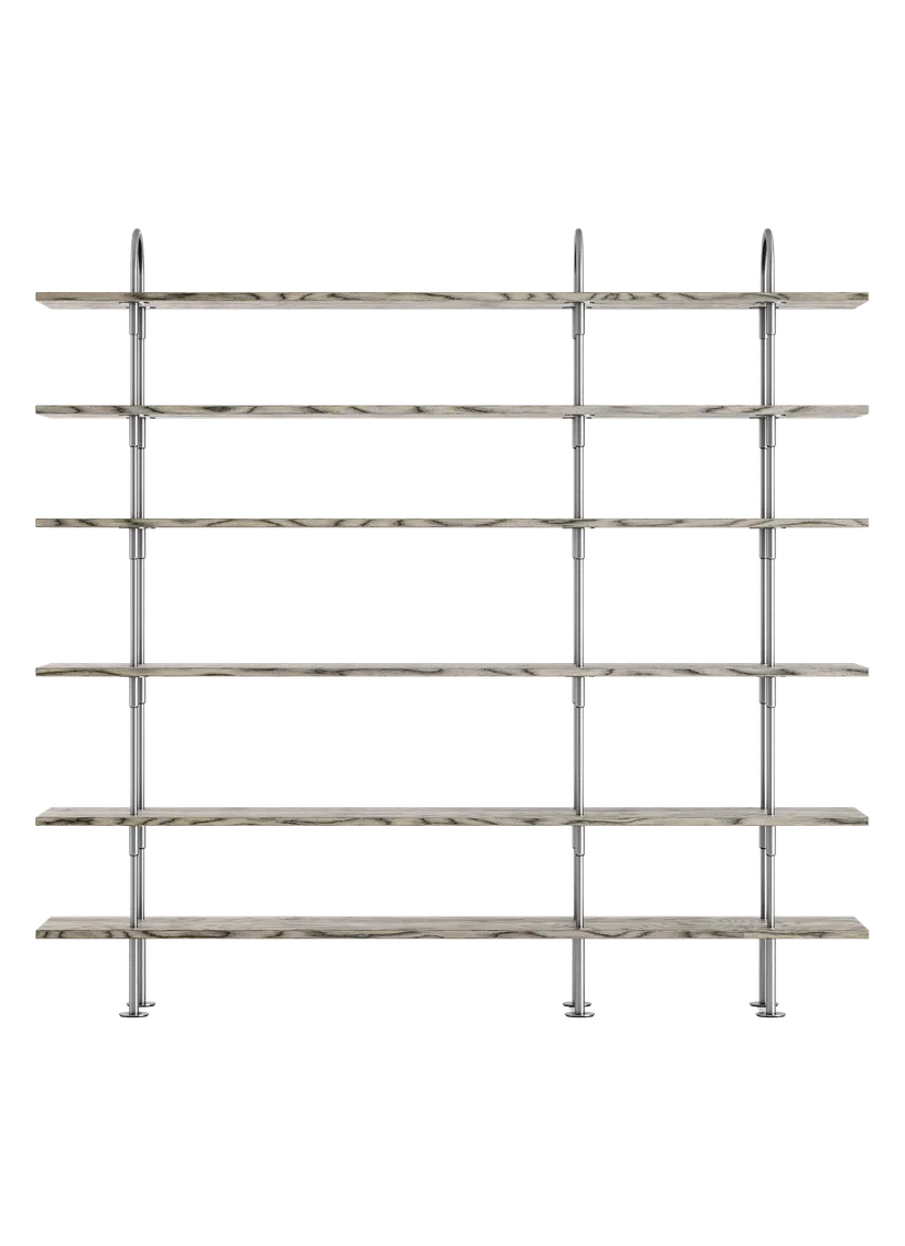 KEEN Shelf gray wood with satin steel frame