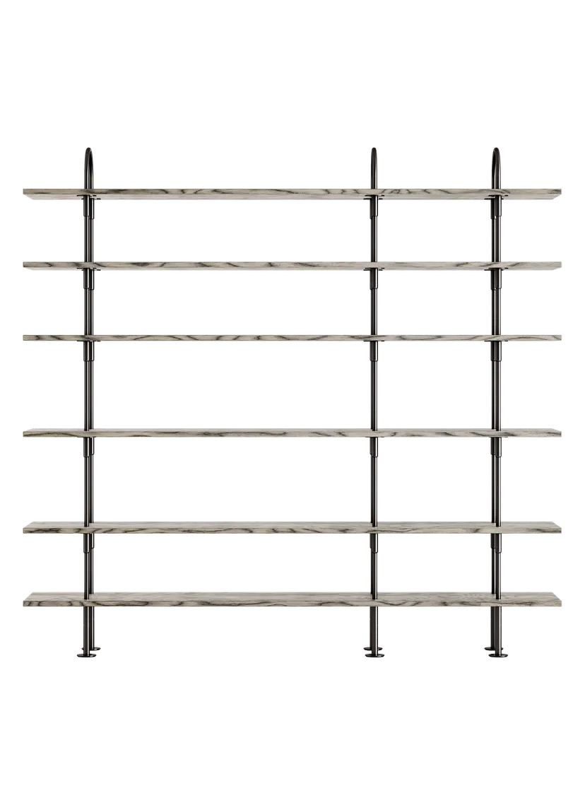 KEEN Shelf in Gray Wood with Black Brass Frame