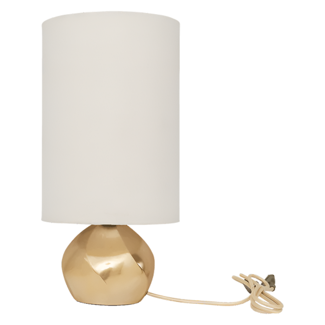 Table lamp of a cotton lampshade with a golden base