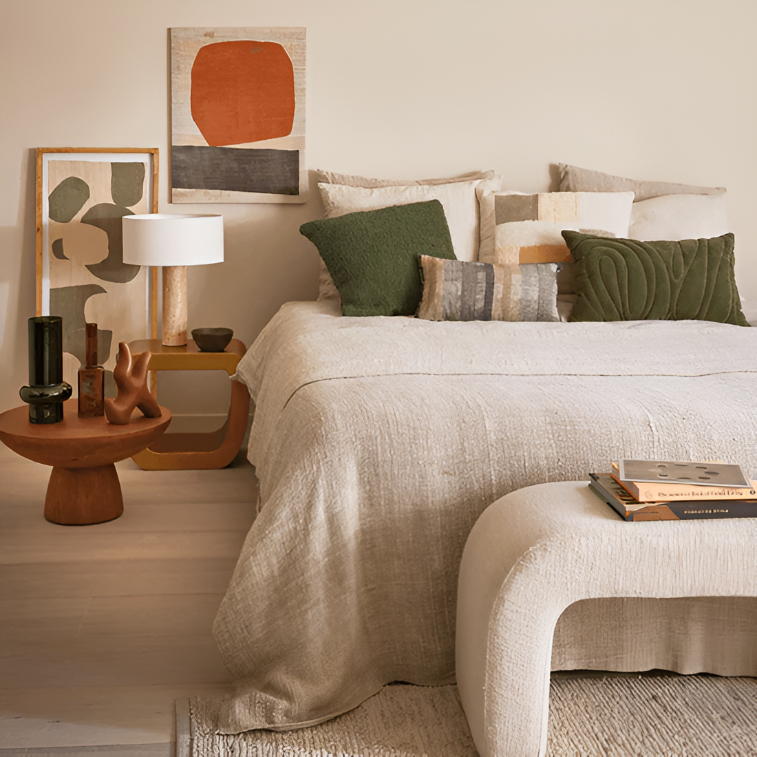 LANA Kissen creme mit braun