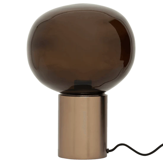 BRUN Tischleuchte braunes Glas mit goldenem Sockel