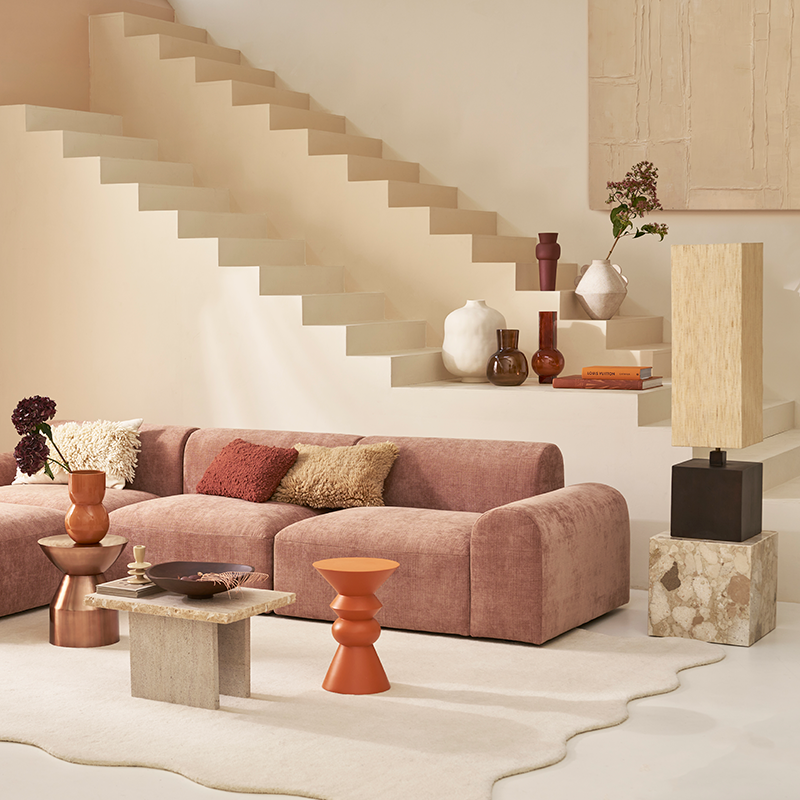 VIDAR Stehleuchte aus Mangoholz mit beigem Lampenschirm