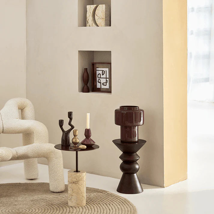 LUOVA Beistelltisch Dunkelbraun Mangoholz