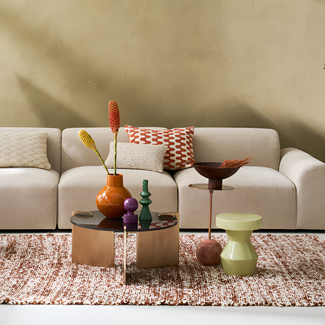 LINN Couchtisch mit Glasplatte und Metallgestell