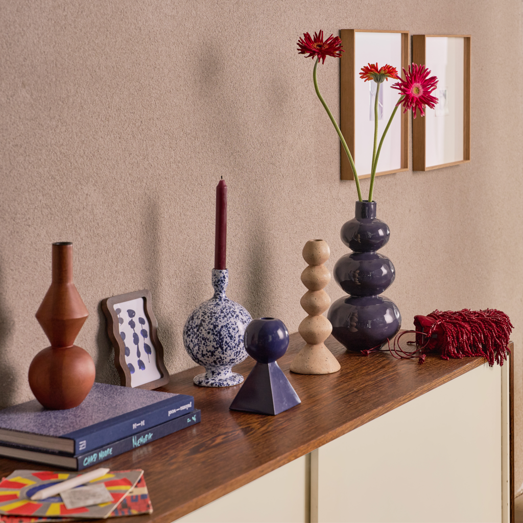 Kerzenhalter ROSIE blaue Keramik