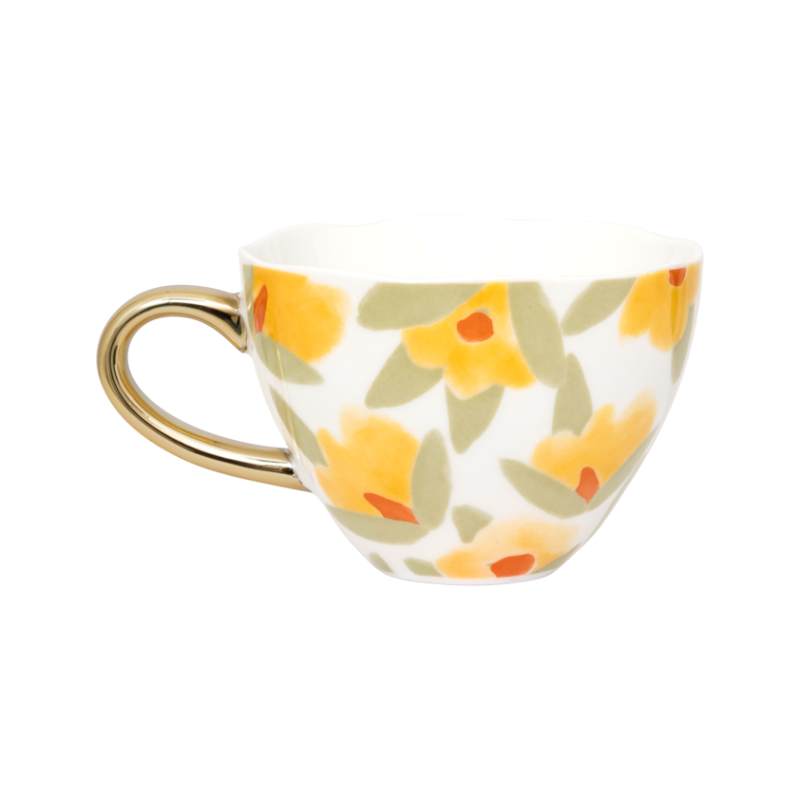 Filiżanka do cappuccino LILJA żółty motyw kwiatowy – Urban Nature Culture