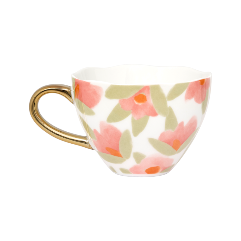 Cappuccino Cup LILJA Pink Floral Motif