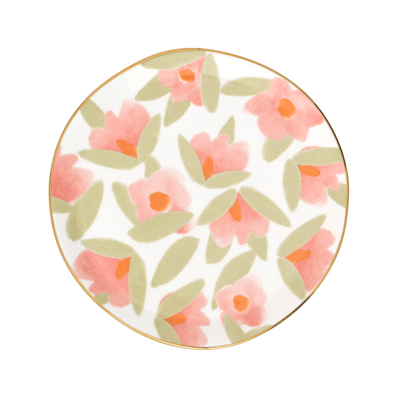 LILJA Plate Pink Floral Motif
