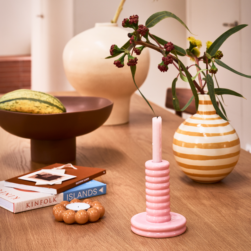 Keramikw vase AMARA orange mit cremefarbenem