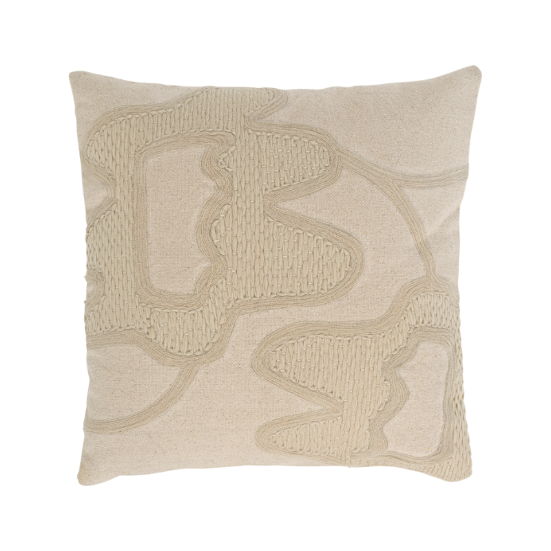 KEDI Cream Pillow with Embroidered Pattern