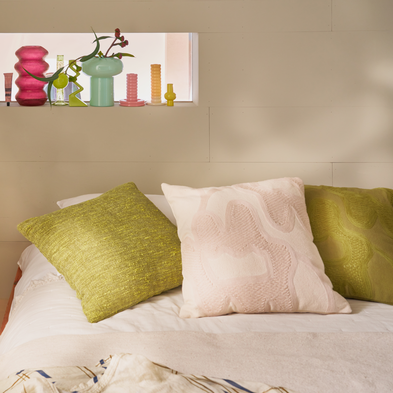 KEDI Cream Pillow with Embroidered Pattern