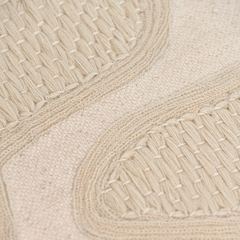 KEDI Cream Pillow with Embroidered Pattern