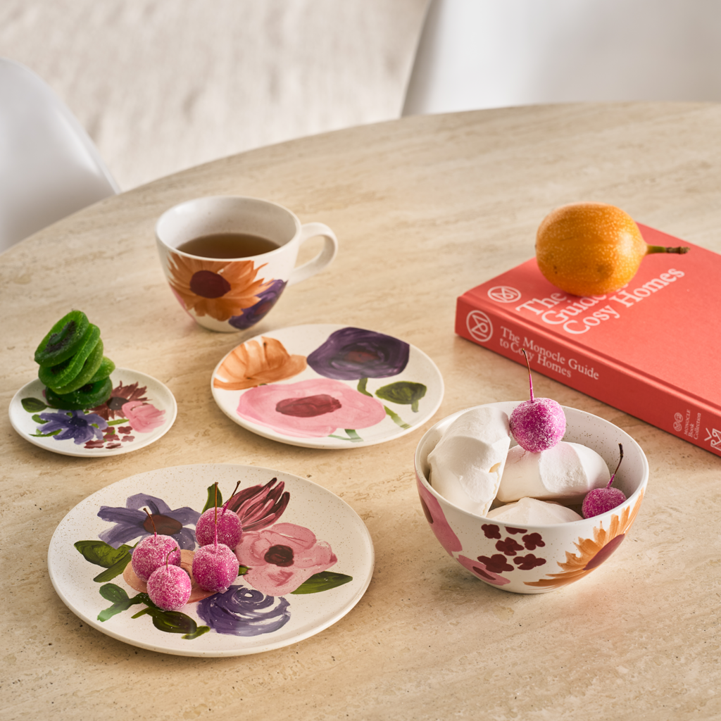 Ceramic Dessert Plate HANAKO Plant Motif