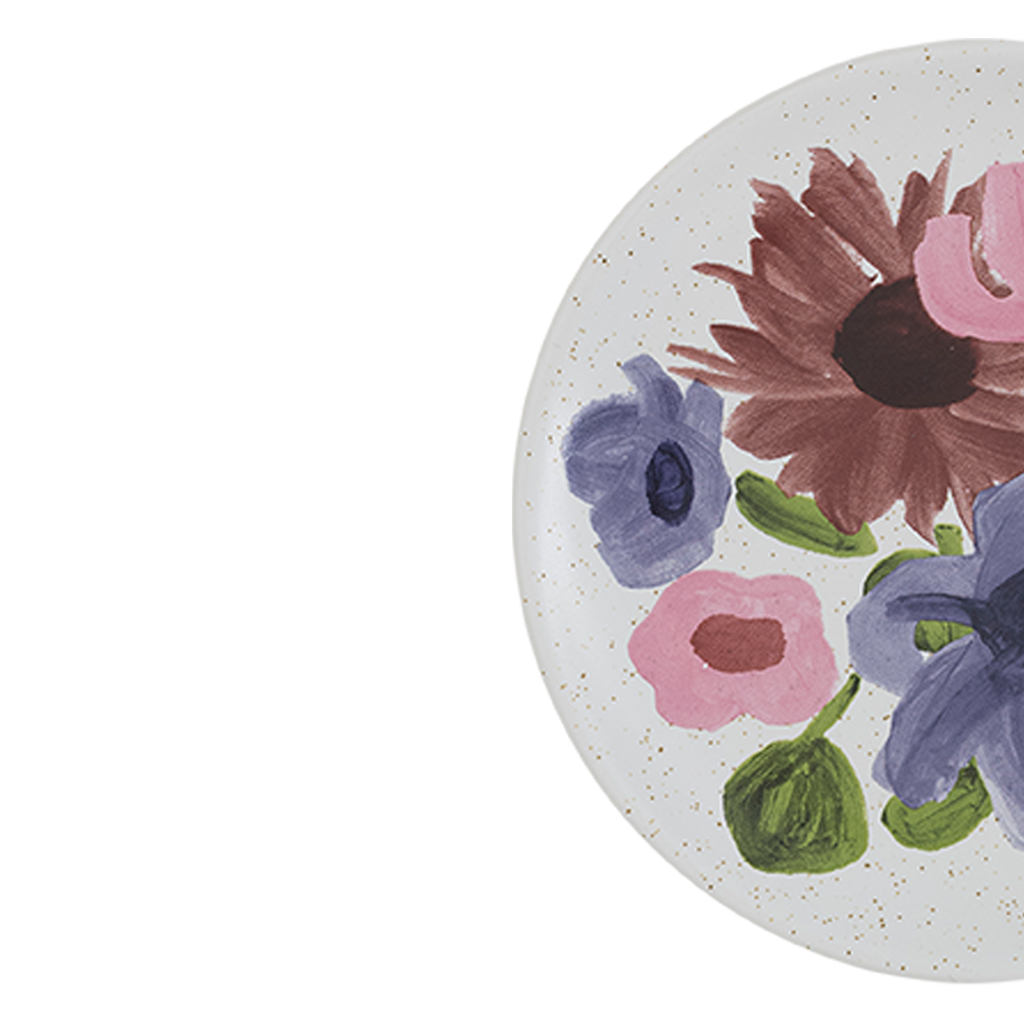 Ceramic Dessert Plate HANAKO Plant Motif