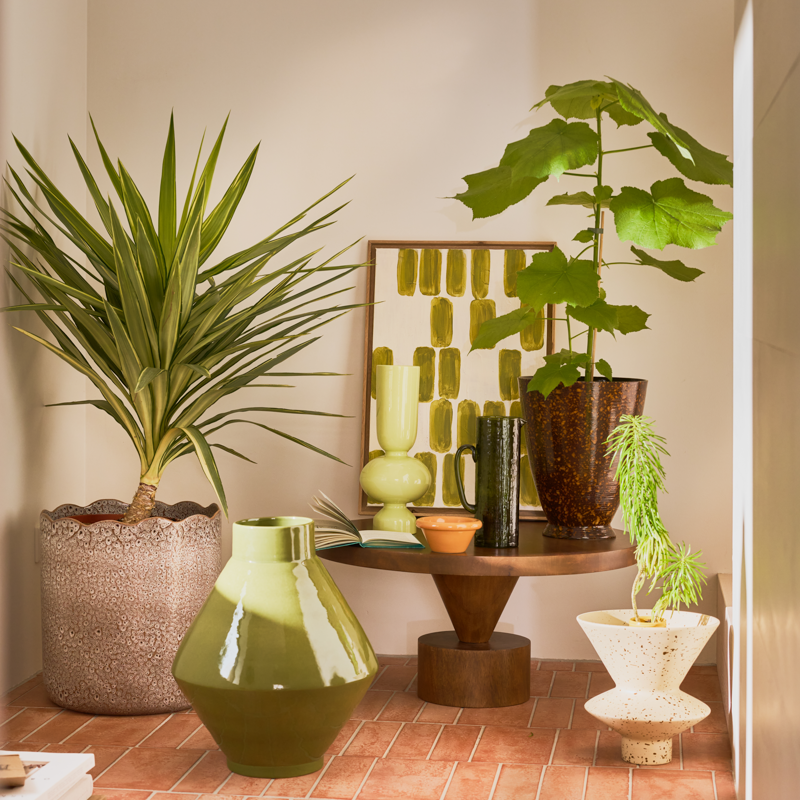 Kanne HAMMERED grünes Glas