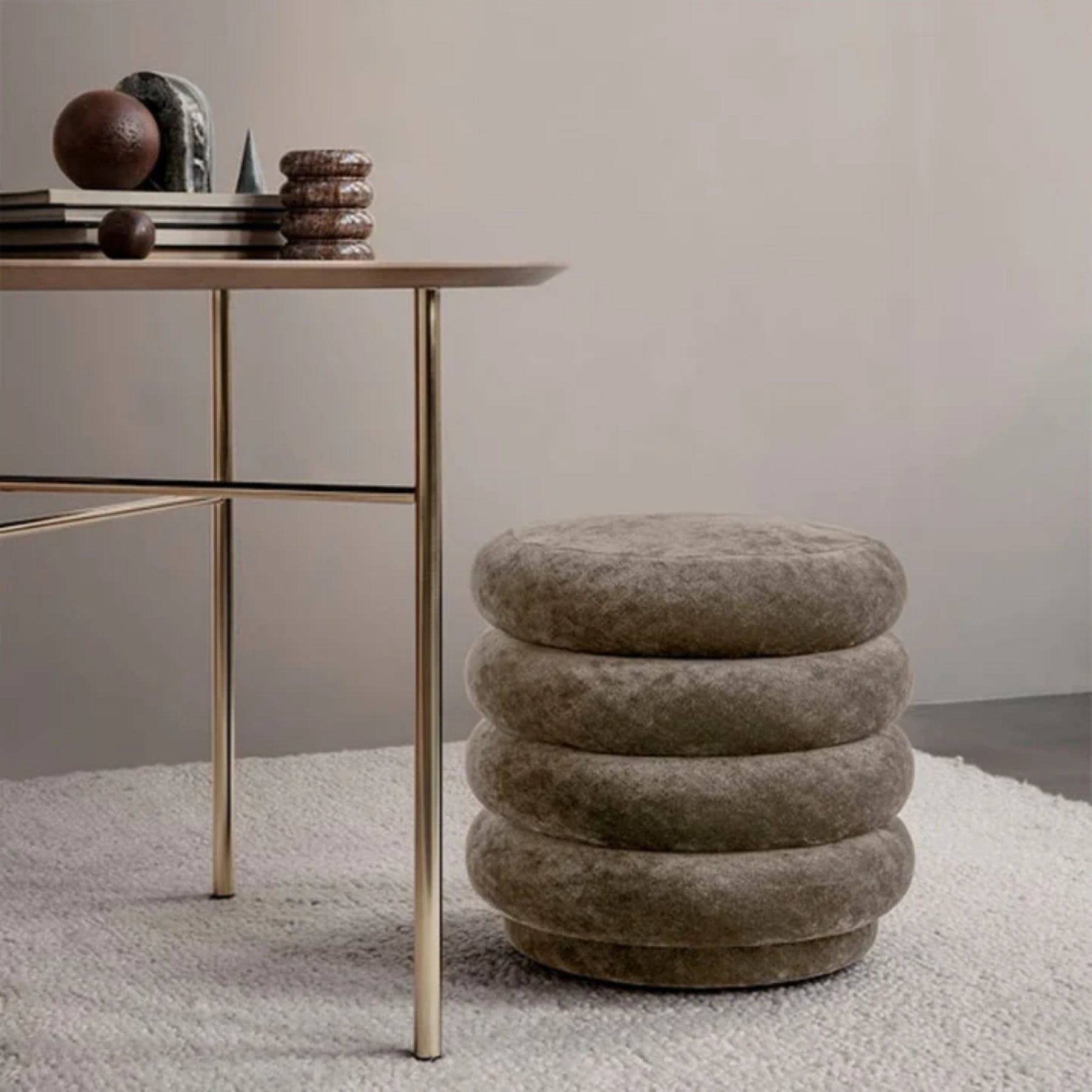 Pouf RUND FADED beige 