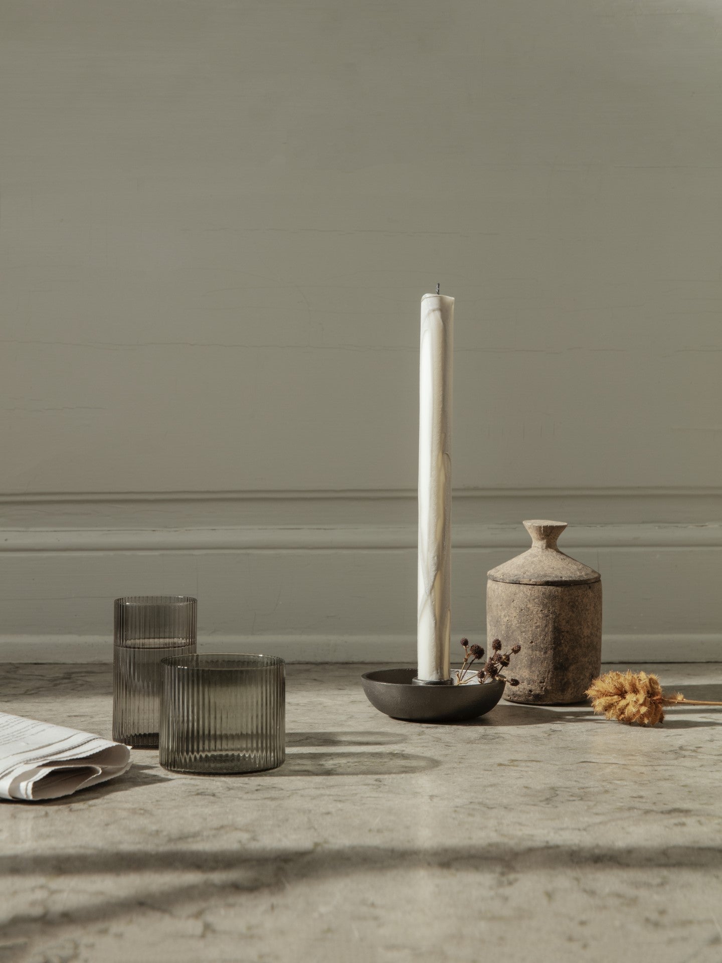 Set von RIPPLE LOW Gläsern aus rauchigem Glas