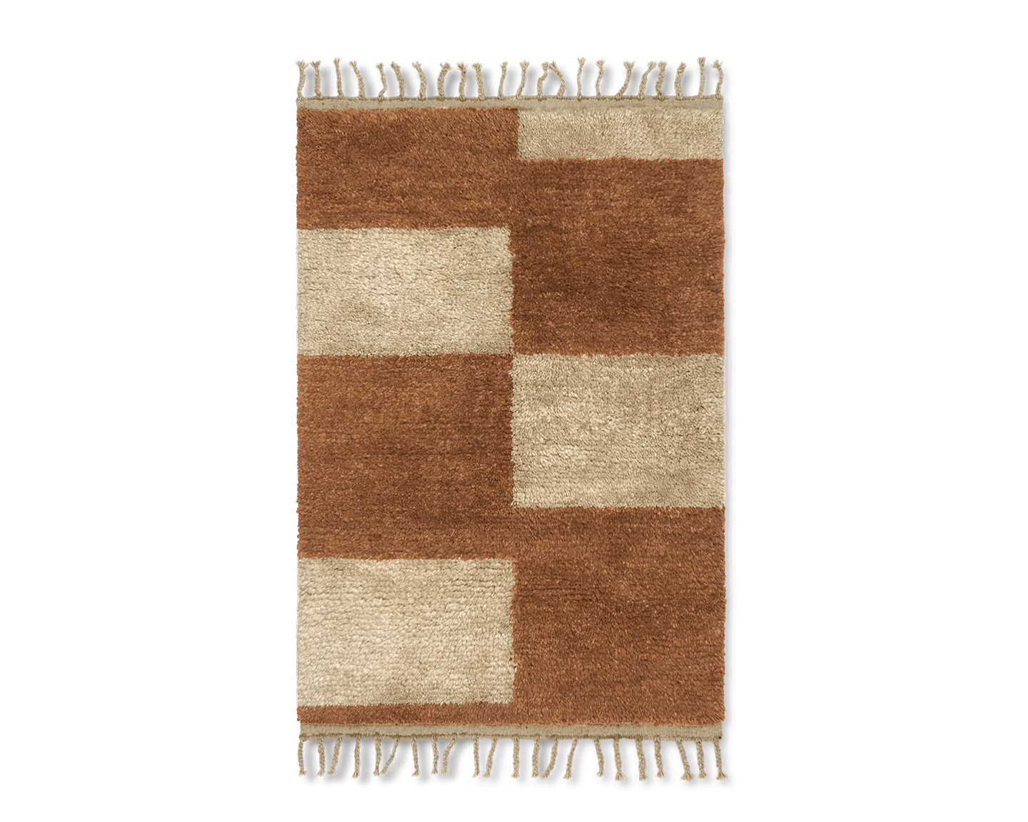 MARA KNOTTED Teppich Off-White mit Ziegel 