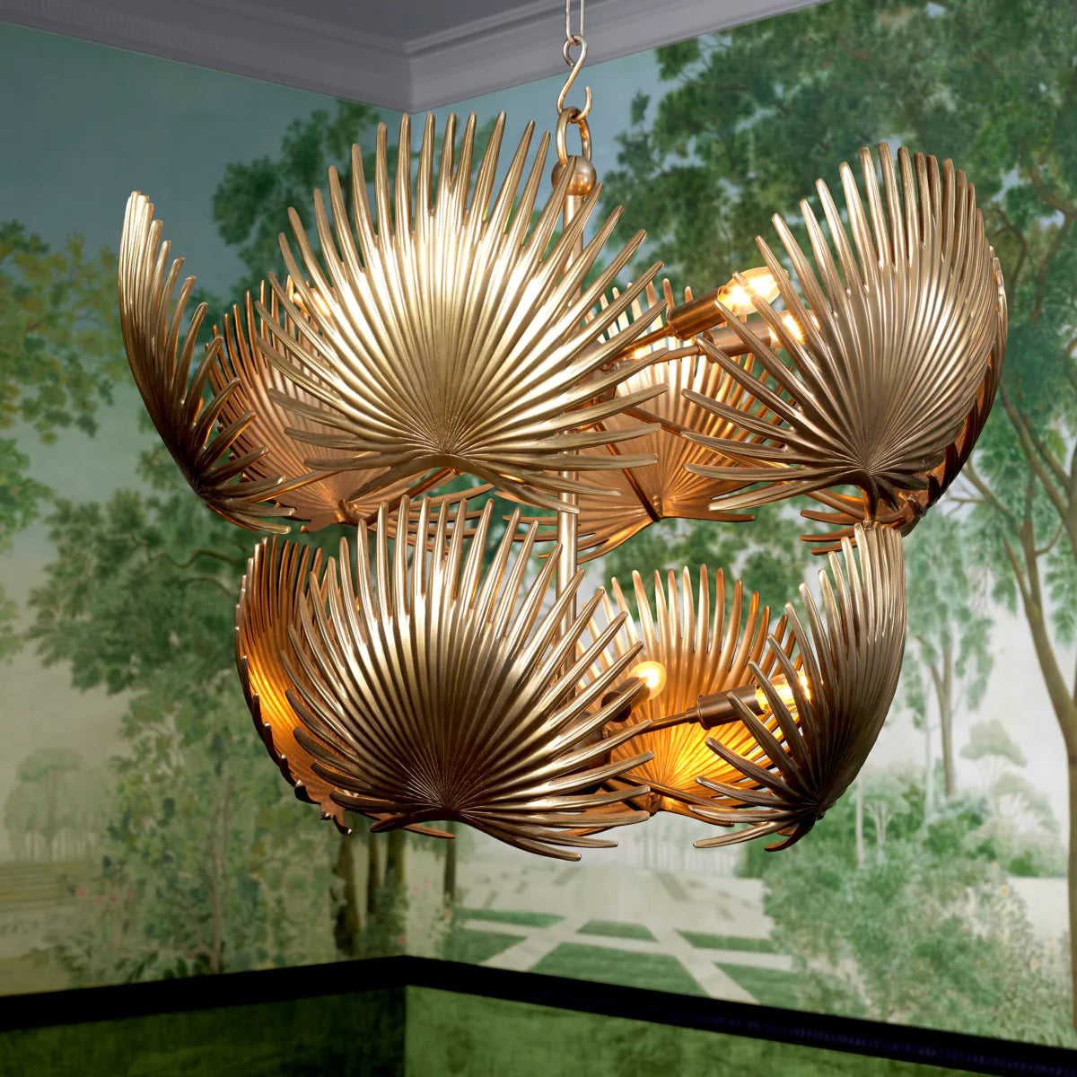 Antike Goldene Folige Hanging Lampe