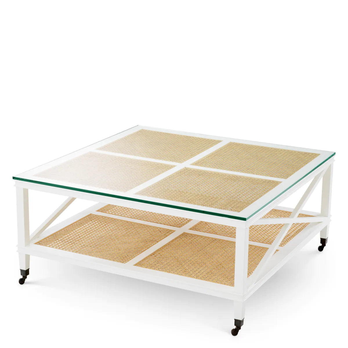 Bahamas Rattan coffee table with a white base