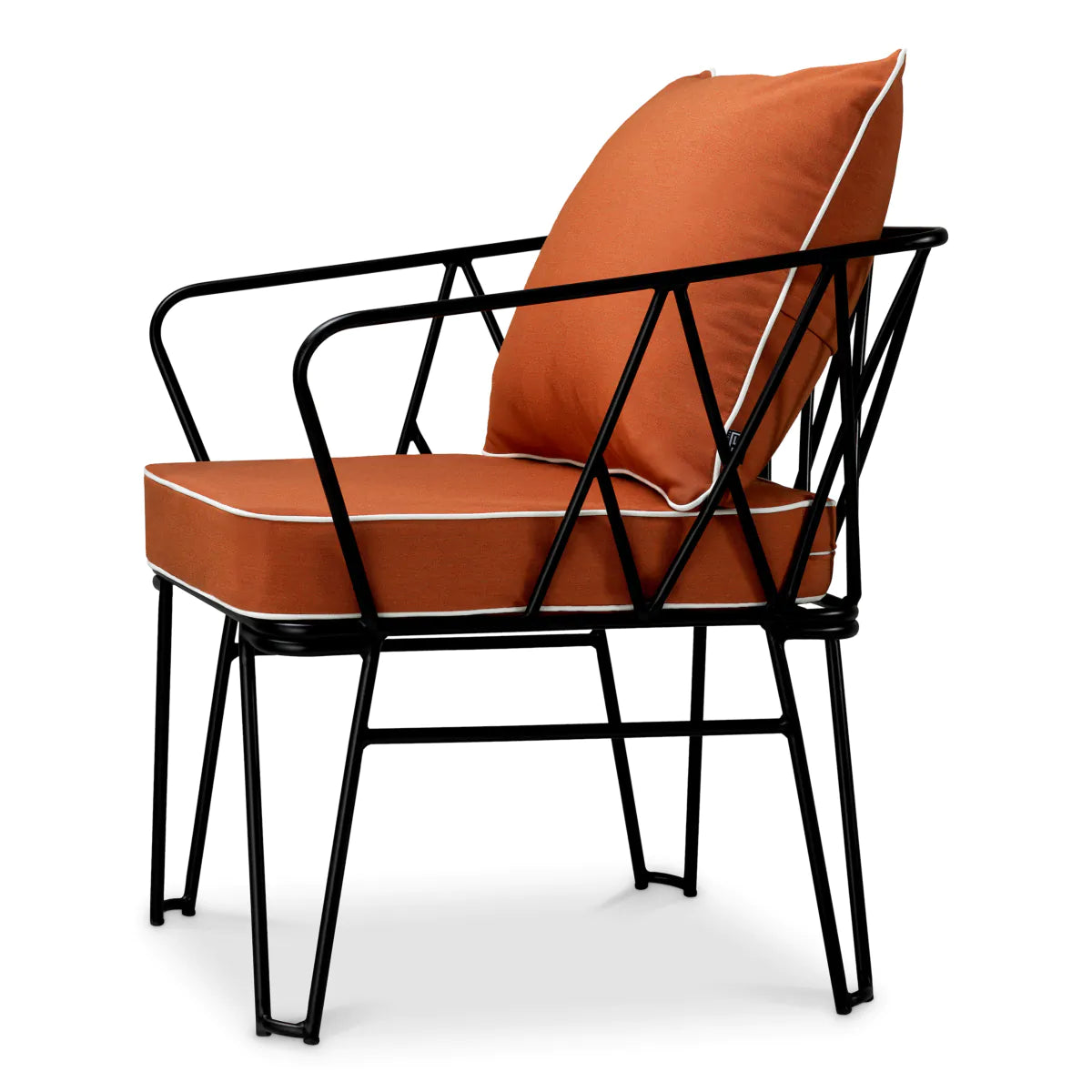 CLIFTON Outdoor Armchair in Orange with Black Base