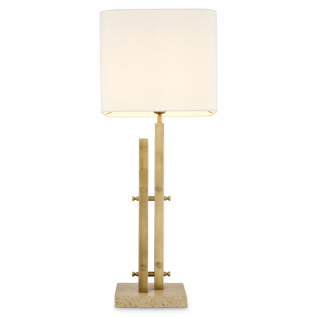 Tischlampe DESTINO Stahl mit Travertinbasis