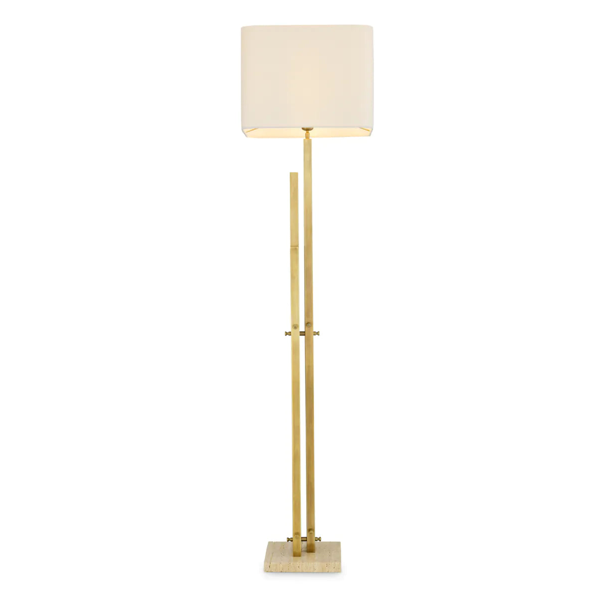 Stehlampe DESTINO gold mit travertinfarbener Basis