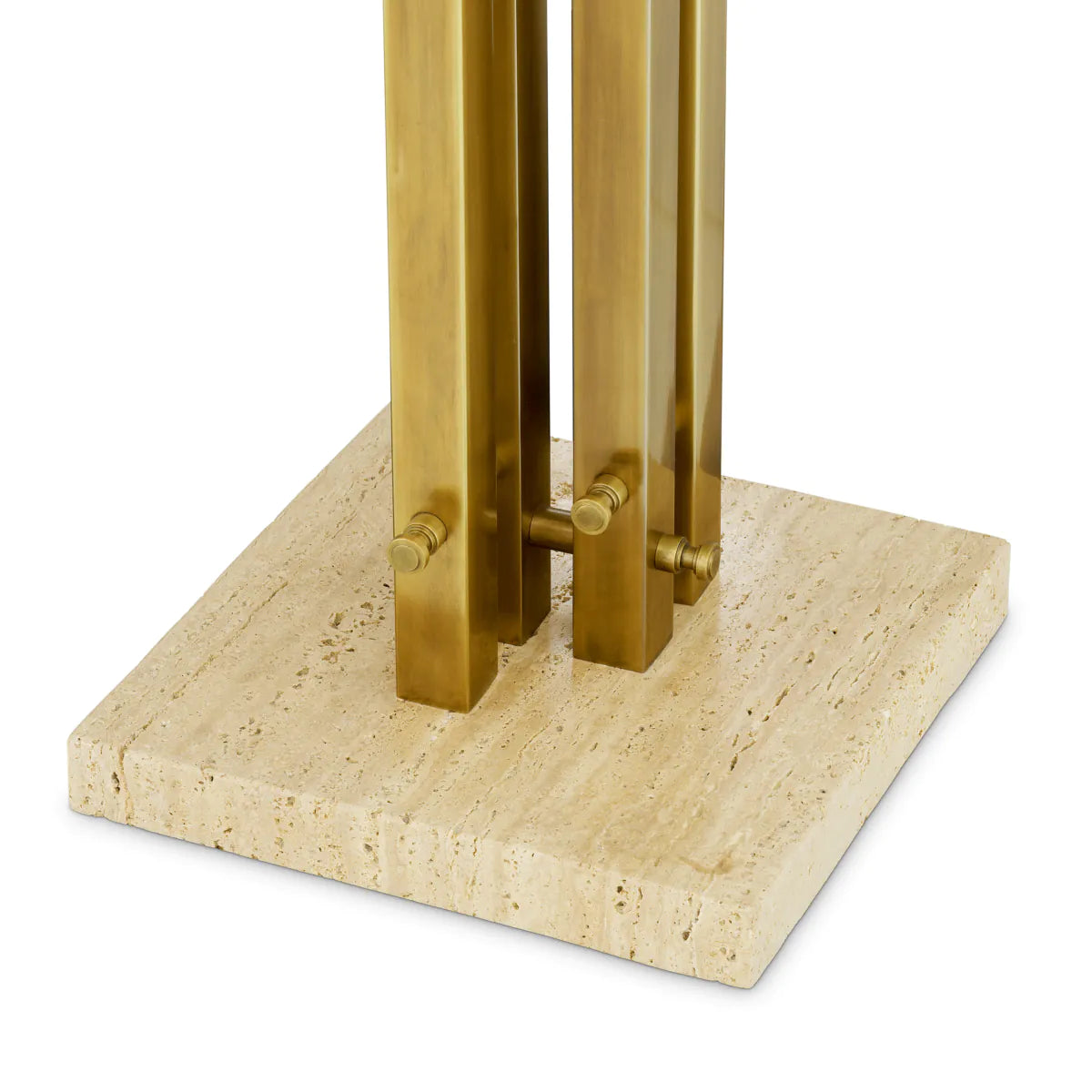 Stehlampe DESTINO gold mit travertinfarbener Basis
