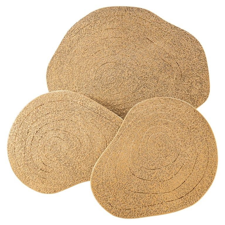 Set von Couchtischen SYMBA antikgold mit schwarzem Gestell