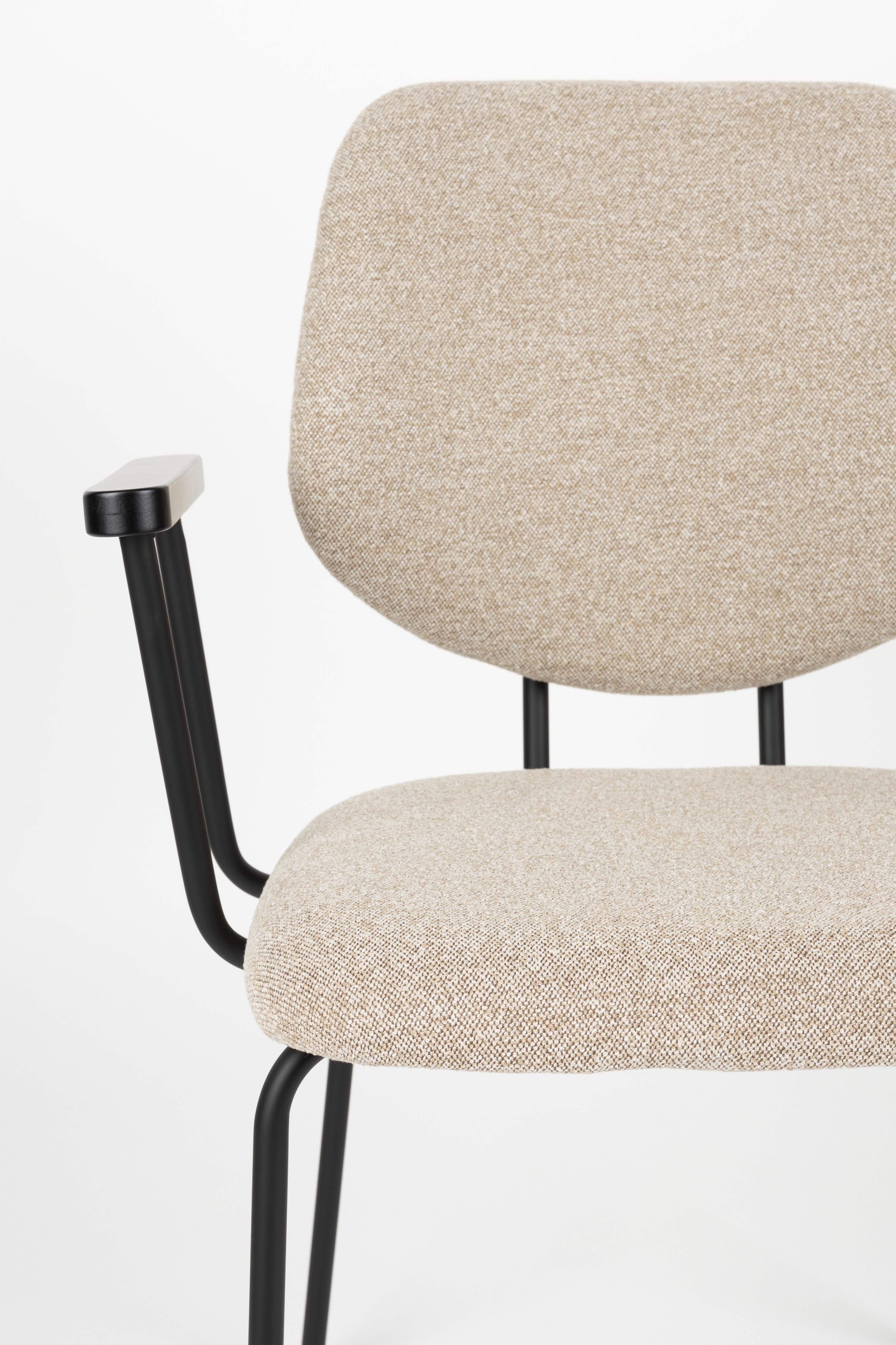Armlehnstuhl ZELO beige mit schwarzem Gestell