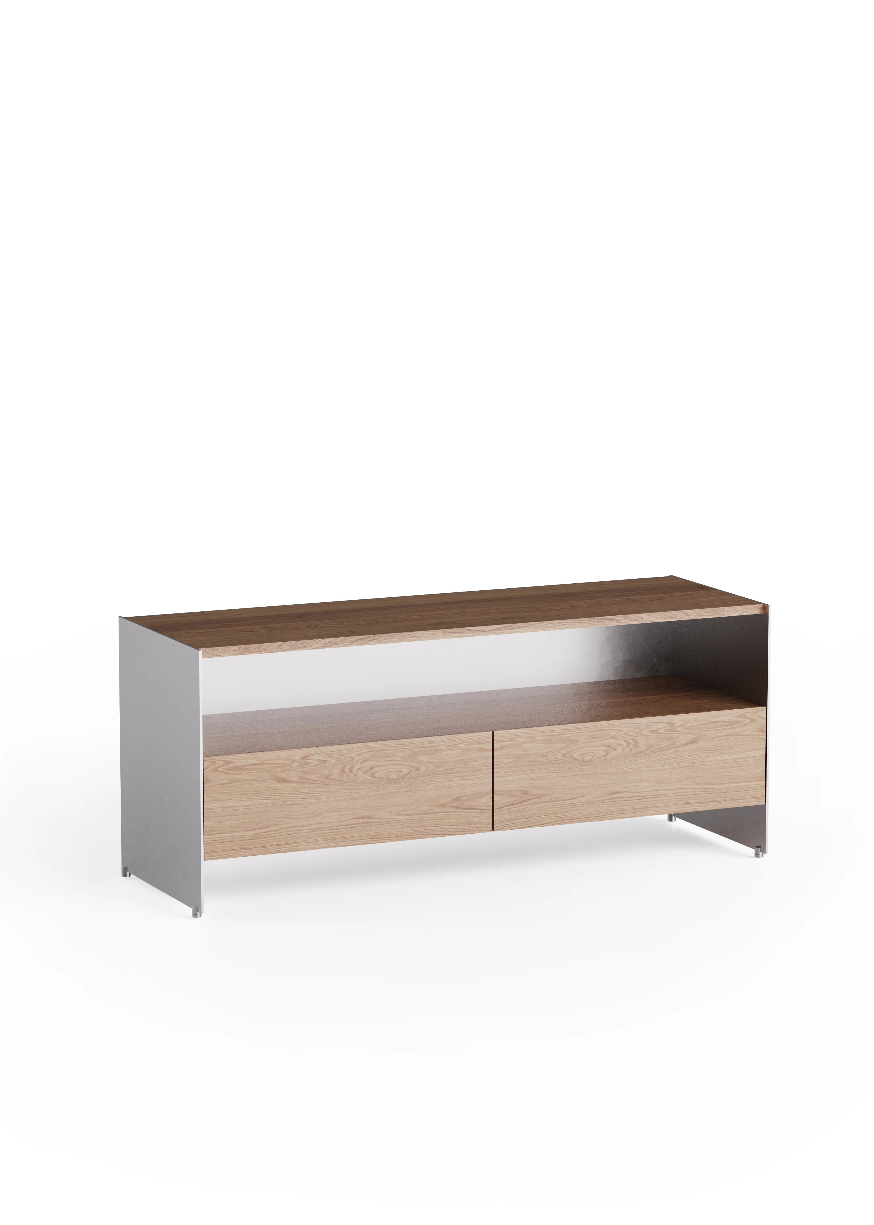Schrank ALOOX 120 aus Eichenholz mit Aluminiumoberfläche